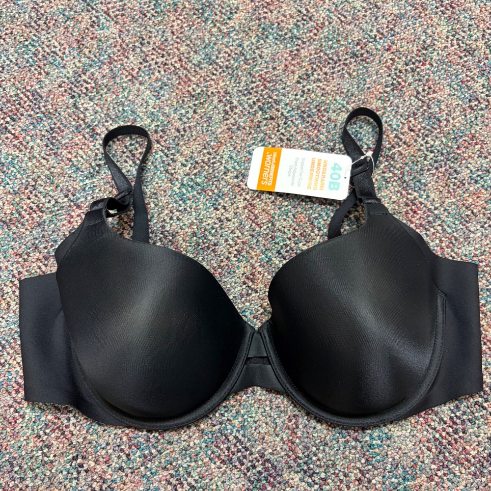 Warners Blissful Benefits Underarm Smoothing Underwire Bra Black 40B RA3561W